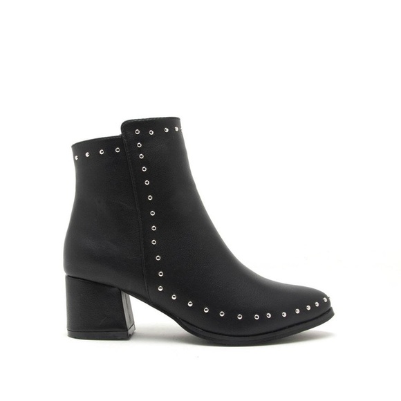 ❤️ Black studded leather block heel booties 1 LEFT - Picture 5 of 8